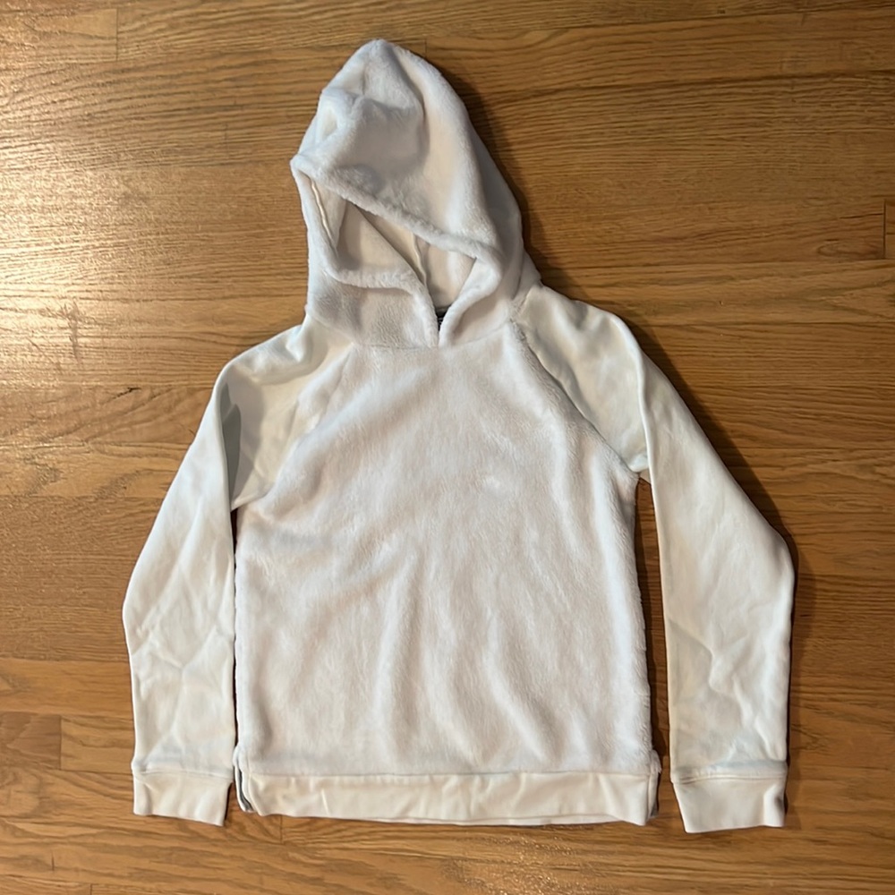 Lands End cream fuzzy sweatshirt.